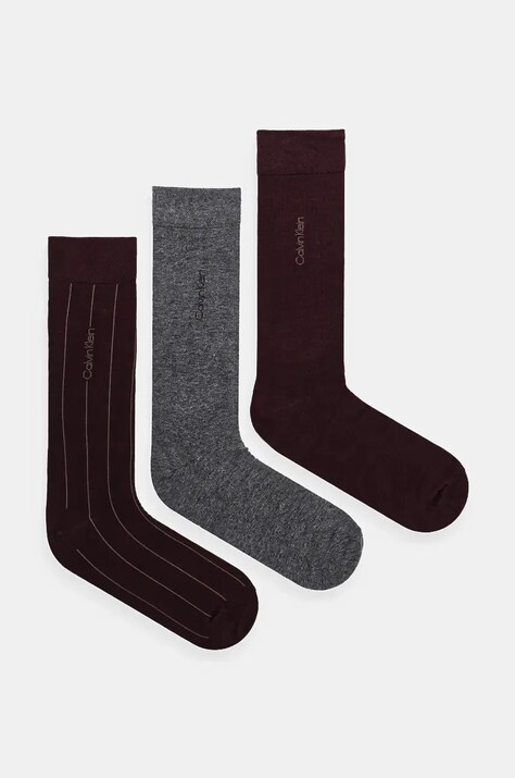 Calvin Klein sosete 3-pack barbati, culoarea bordo, 701230087