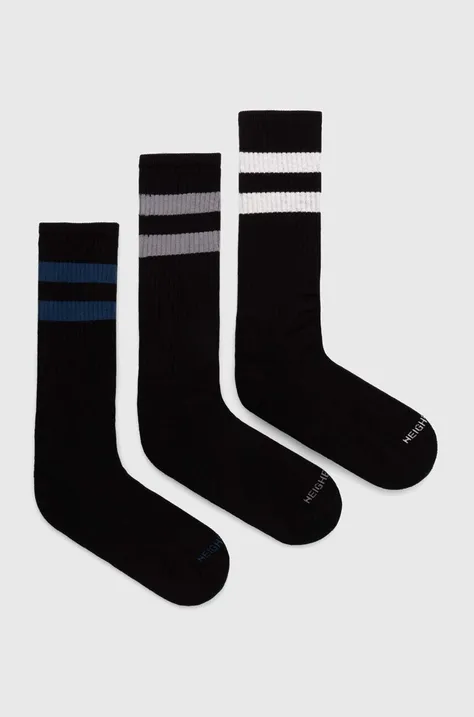 Čarape NEIGHBORHOOD Classic 3-pack za muškarce, boja: crna, 241KWNH.UWM01
