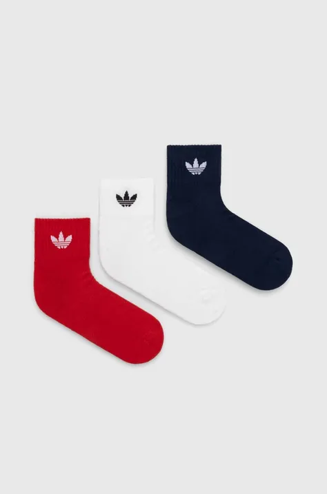 Ponožky adidas Originals 3-pack červená barva, IU2697