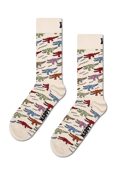 Ponožky Happy Socks Crocodile Sock béžová farba
