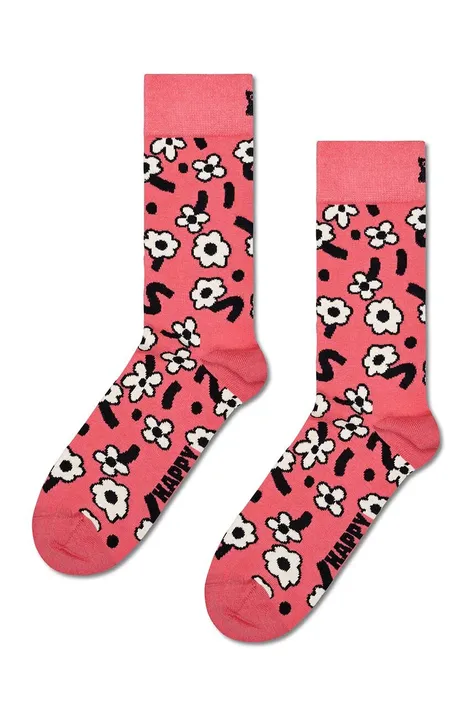 Ponožky Happy Socks Dancing Flower Sock růžová barva