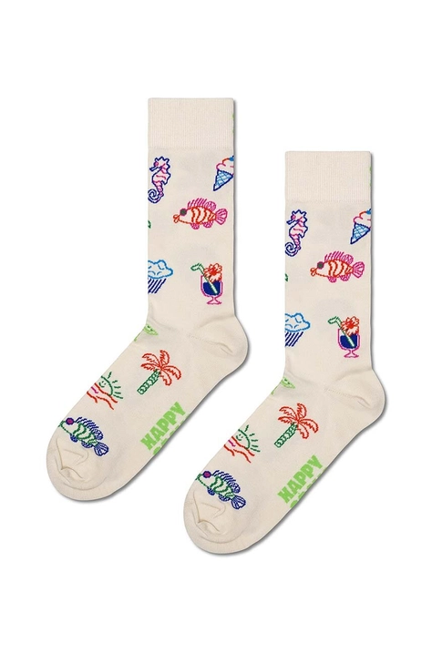 Happy Socks sosete Summer Lo-Fi culoarea bej