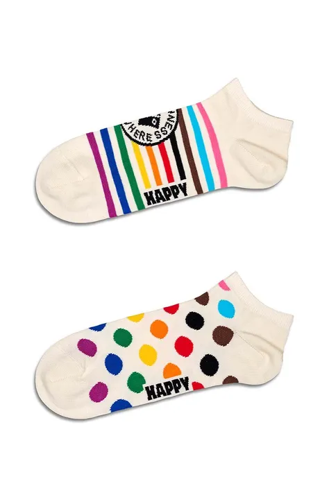 Nogavice Happy Socks Pride Low Socks 2-pack bela barva