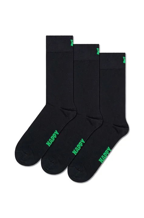 Ponožky Happy Socks Solid Socks 3-pack černá barva