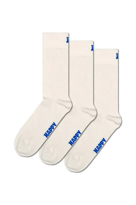 Ponožky Happy Socks Solid 3-pak biela farba