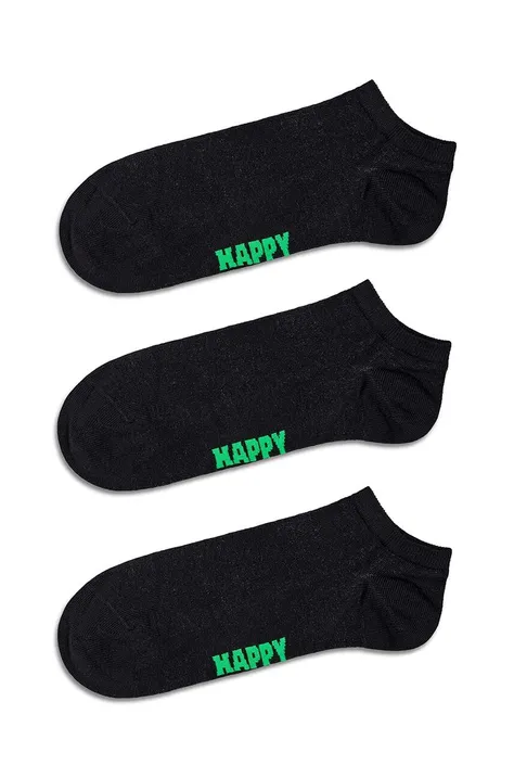 Nogavice Happy Socks Solid Low 3-pack črna barva