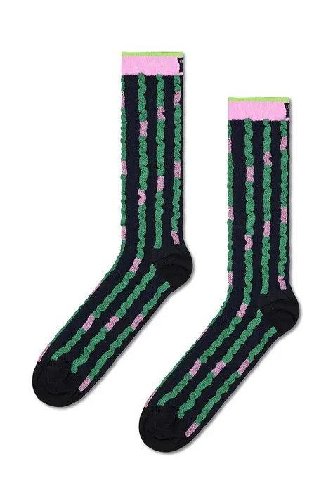 Κάλτσες Happy Socks Ruffled Stripe χρώμα: μαύρο