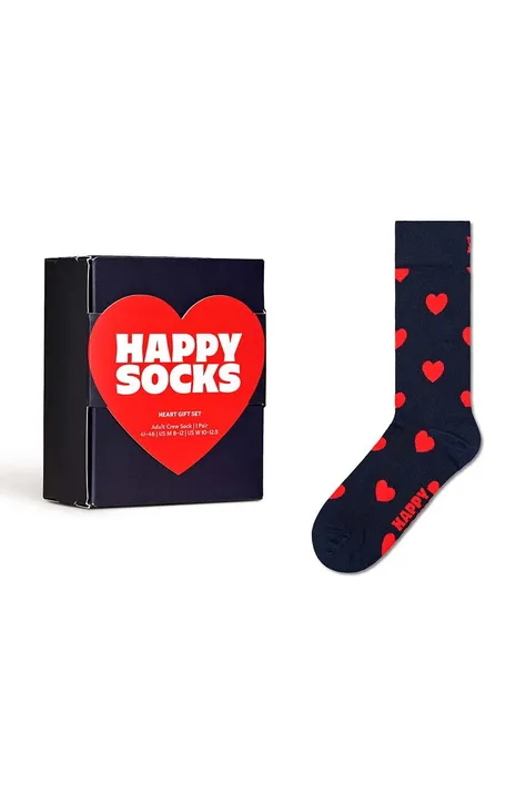 Nogavice Happy Socks Gift Box Heart mornarsko modra barva