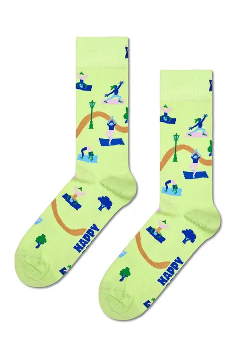 Ponožky Happy Socks Yoga In The Park Sock zelená barva