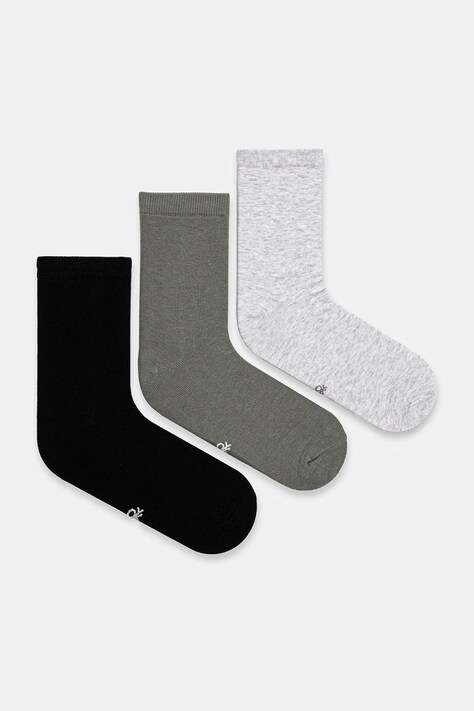 Ponožky United Colors of Benetton 3-pack šedá barva, 6GRD2701M