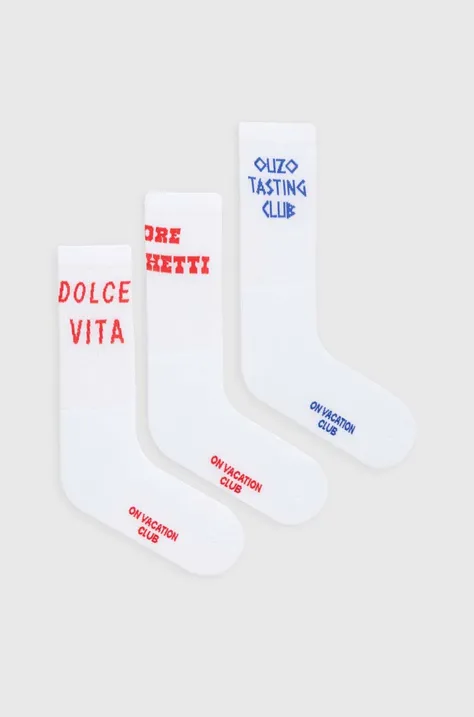 Κάλτσες On Vacation Faves 3-pack χρώμα: άσπρο, OVC SK24