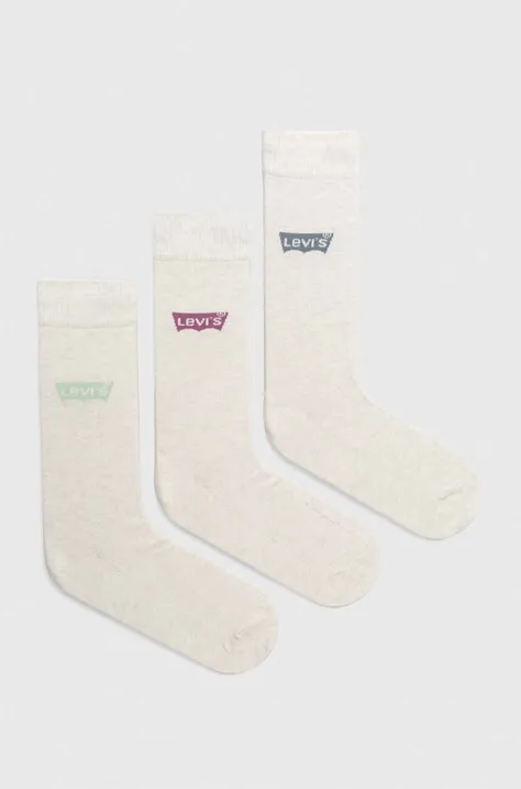Ponožky Levi's 3-pak béžová farba