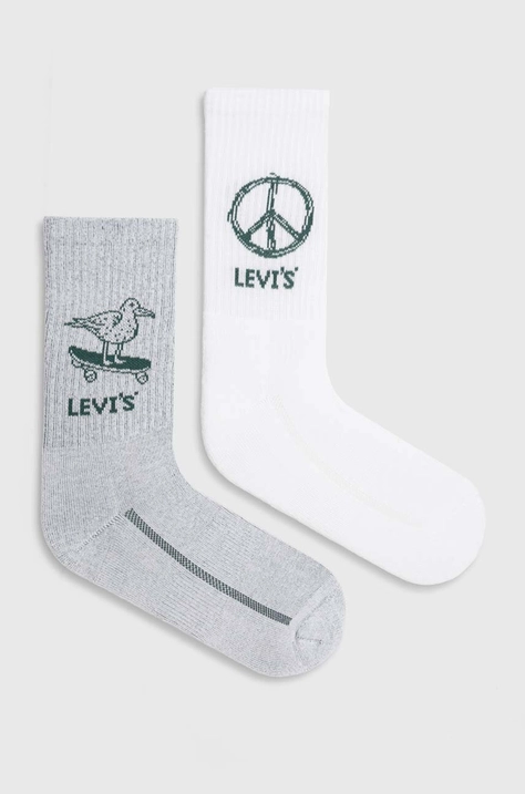 Levi's skarpetki 2-pack kolor biały