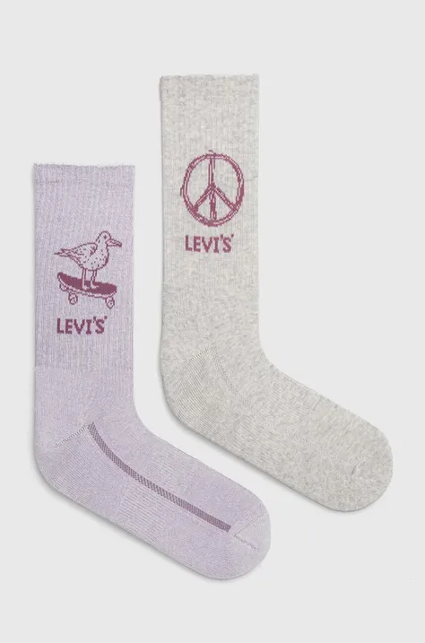 Levi's skarpetki 2-pack kolor fioletowy