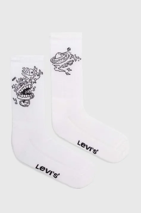 Ponožky Levi's 2-pack bílá barva