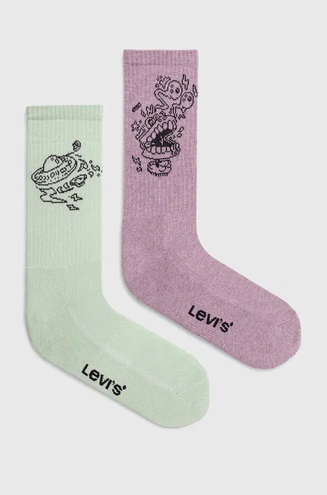 Nogavice Levi's 2-pack vijolična barva