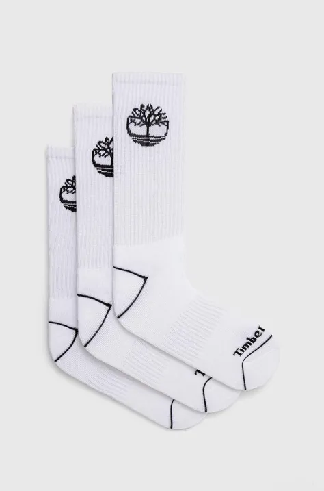 Ponožky Timberland 3-pack bílá barva, TB0A2PTZ1001