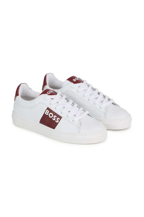 Παιδικά δερμάτινα αθλητικά παπούτσια BOSS χρώμα: άσπρο