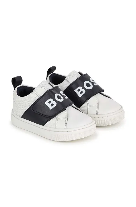 Дитячі шкіряні кросівки BOSS колір білий