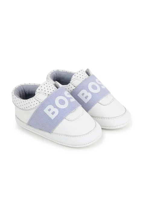 Kožené topánky pre bábätká BOSS biela farba