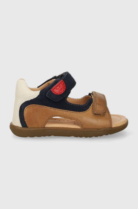 Detské kožené sandále Geox SANDAL MACCHIA hnedá farba