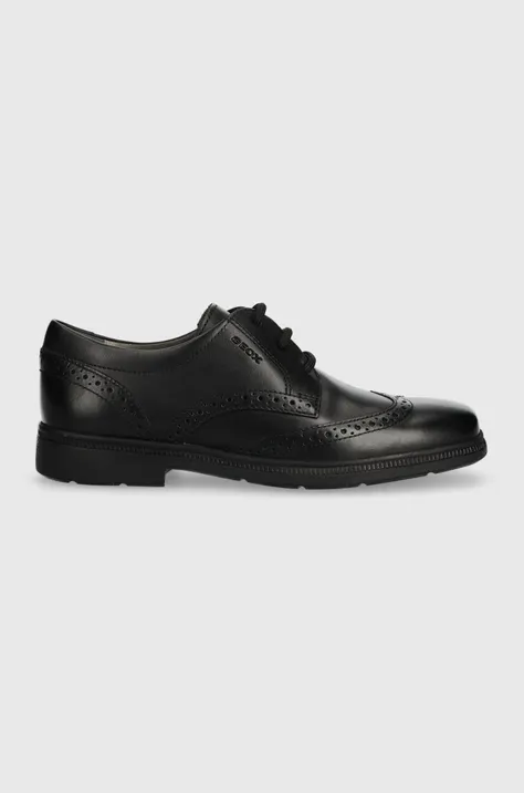 Детски половинки обувки от кожа Geox JR FEDERICO в черно