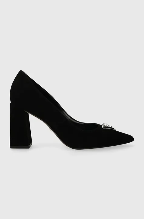 Замшеві туфлі Guess BARSON колір чорний каблук блок FLPBAR SUE08