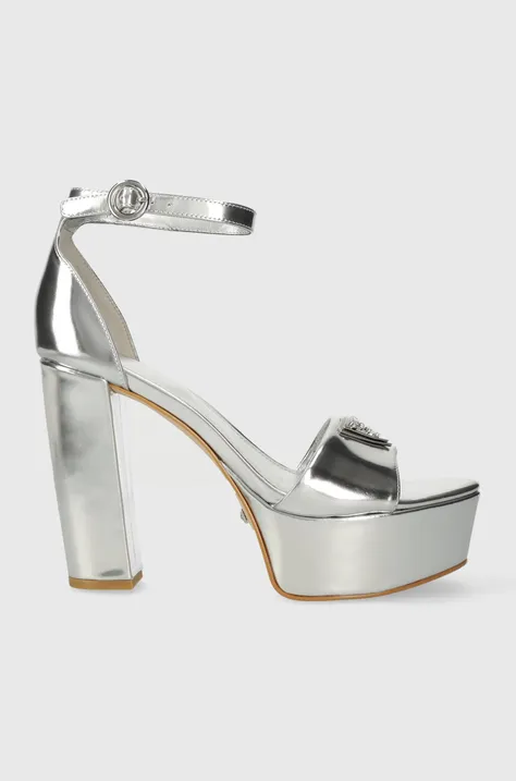 Kožne sandale Guess SETON boja: srebrna, FLPSET LEM03