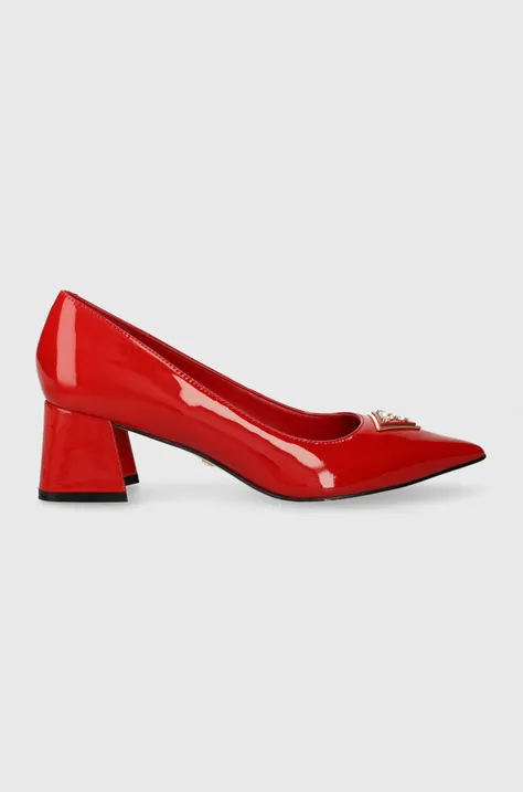 Guess pantofi de piele ZABBI culoarea roșu, cu toc drept FLPZBB PAT08