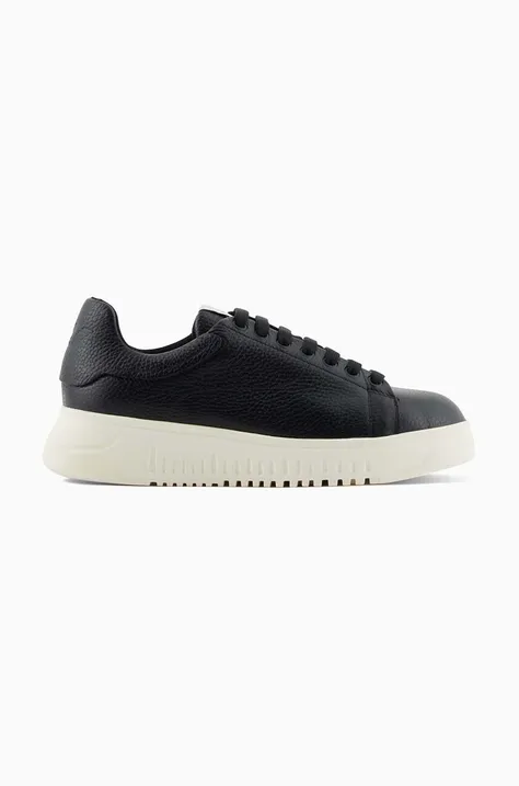 Kožené sneakers boty Emporio Armani černá barva, X3X024 XF768 00002