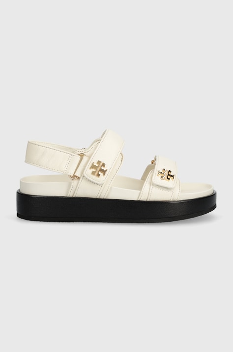 Шкіряні сандалі Tory Burch Kira Sport Sandal жіночі колір бежевий на платформі 144328.104
