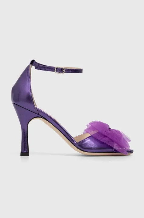 Шкіряні сандалі Custommade Ashley Metallic Tulle колір фіолетовий 000304046
