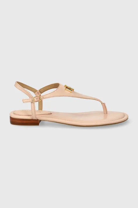 Kožené sandále Lauren Ralph Lauren Ellington dámske, ružová farba, 802852803012
