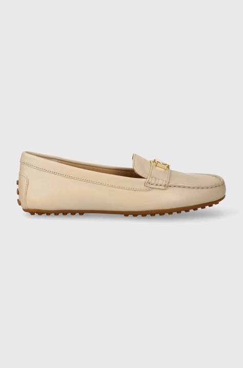 Lauren Ralph Lauren mocasini de piele Barnsbury femei, culoarea bej, cu toc plat 802853000000