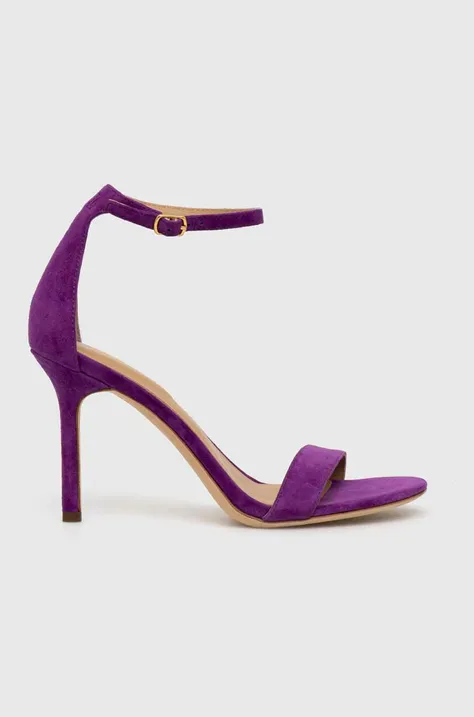 Semišové sandále Lauren Ralph Lauren Allie fialová farba, 802916355009