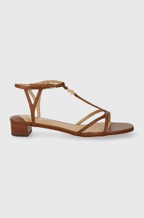 Kožené sandále Lauren Ralph Lauren Fallon dámske, hnedá farba, 802920407005