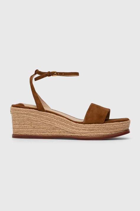 Lauren Ralph Lauren sandale din piele întoarsă Leona culoarea bej 802920000000