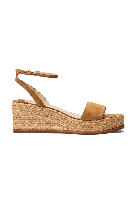 Lauren Ralph Lauren sandale din piele întoarsă Leona culoarea bej 802920000000