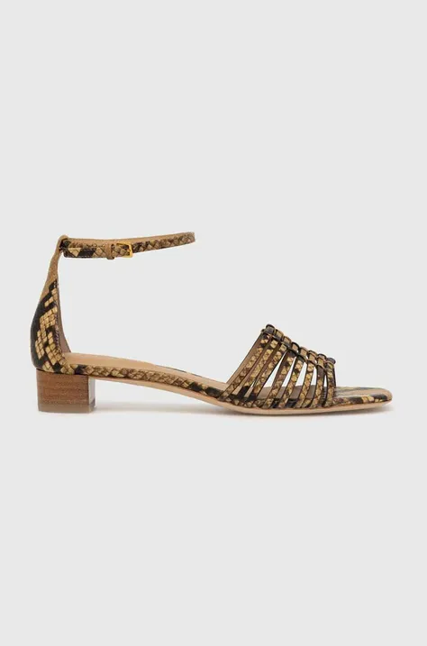 Kožené sandále Lauren Ralph Lauren Fionna dámske, béžová farba, 802925249001