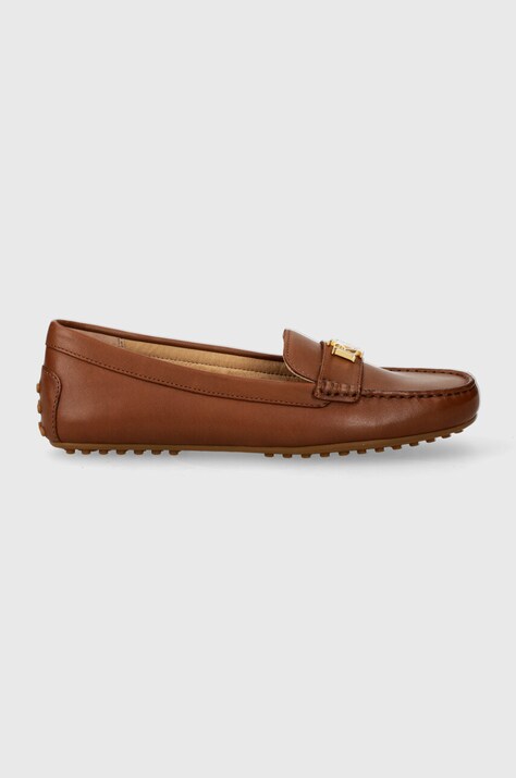 Lauren Ralph Lauren mocasini de piele Barnsbury femei, culoarea maro, cu toc plat 802926000000