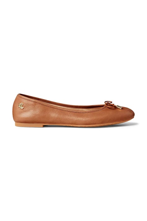 Lauren Ralph Lauren bőr balerina cipő Jayna barna, 802940603002, 802940728001