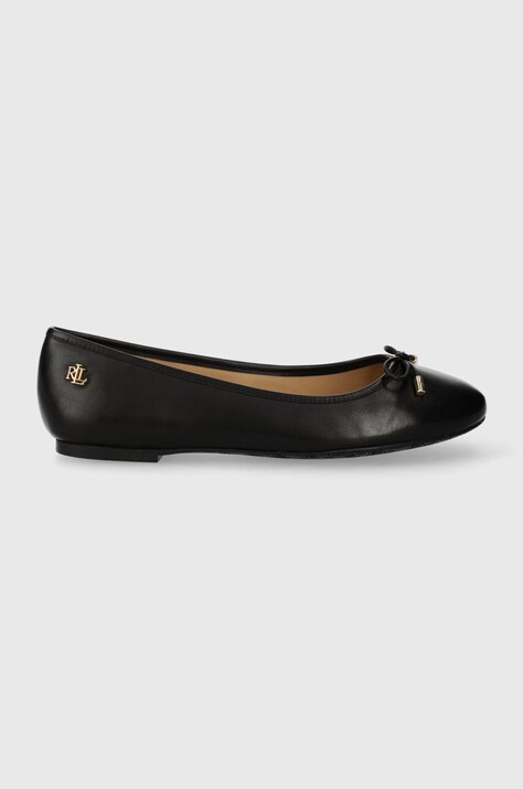 Lauren Ralph Lauren balerini de piele Jayna culoarea negru 802941000000