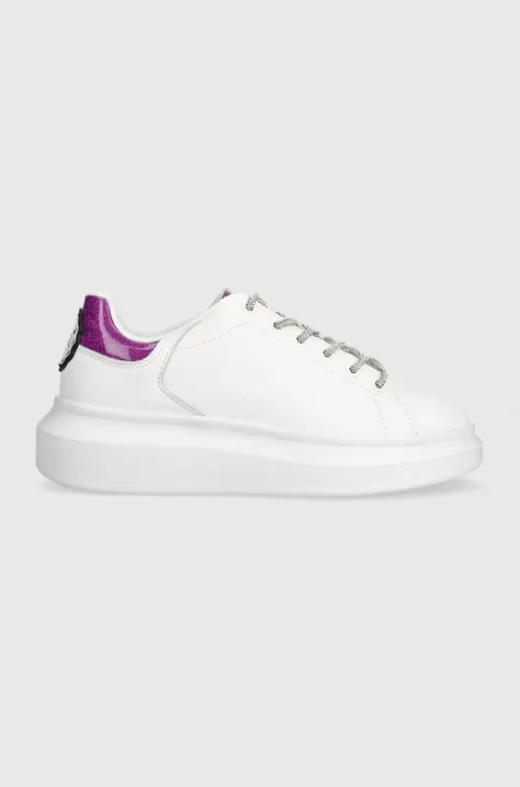 Kožené sneakers boty Just Cavalli bílá barva, 76RA3SB1