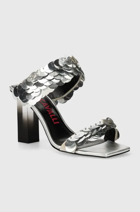 Natikače Just Cavalli za žene, boja: srebrna, s debelom potpeticom, 76RA3S31
