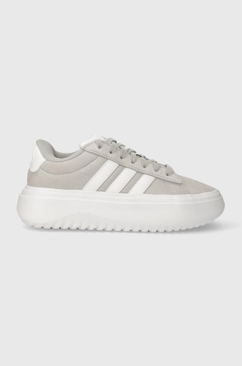 Kožené sneakers boty adidas GRAND COURT šedá barva, IE1103