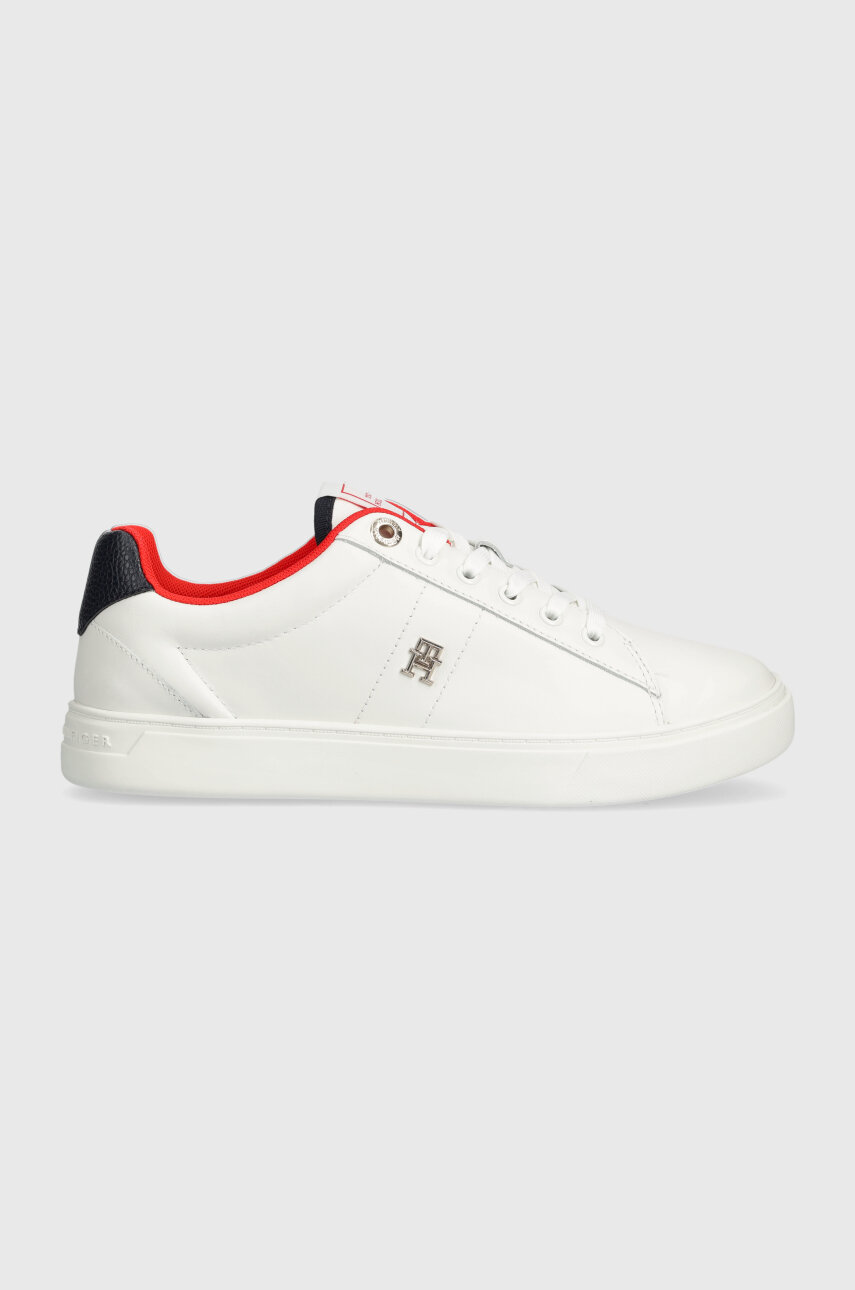 Δερμάτινα αθλητικά παπούτσια Tommy Hilfiger ESSENTIAL ELEVATED COURT SNEAKER χρώμα: άσπρο, FW0FW07685