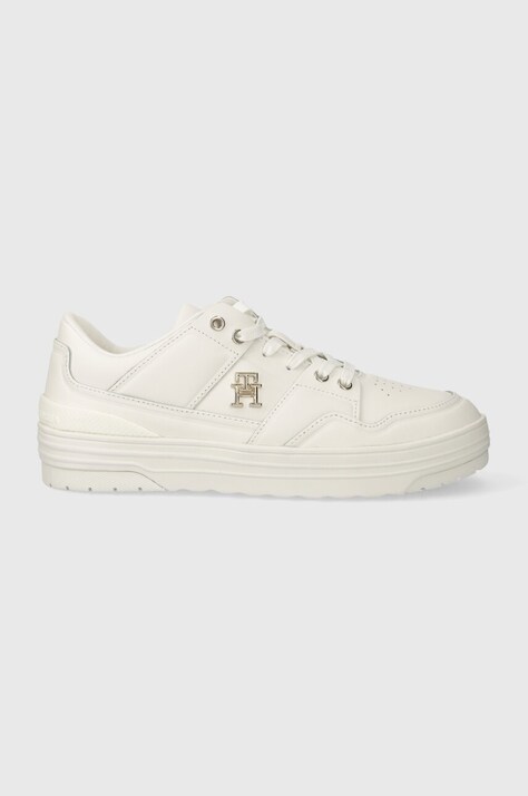 Tommy Hilfiger sneakers din piele TH BASKET SNEAKER LO culoarea alb, FW0FW07756