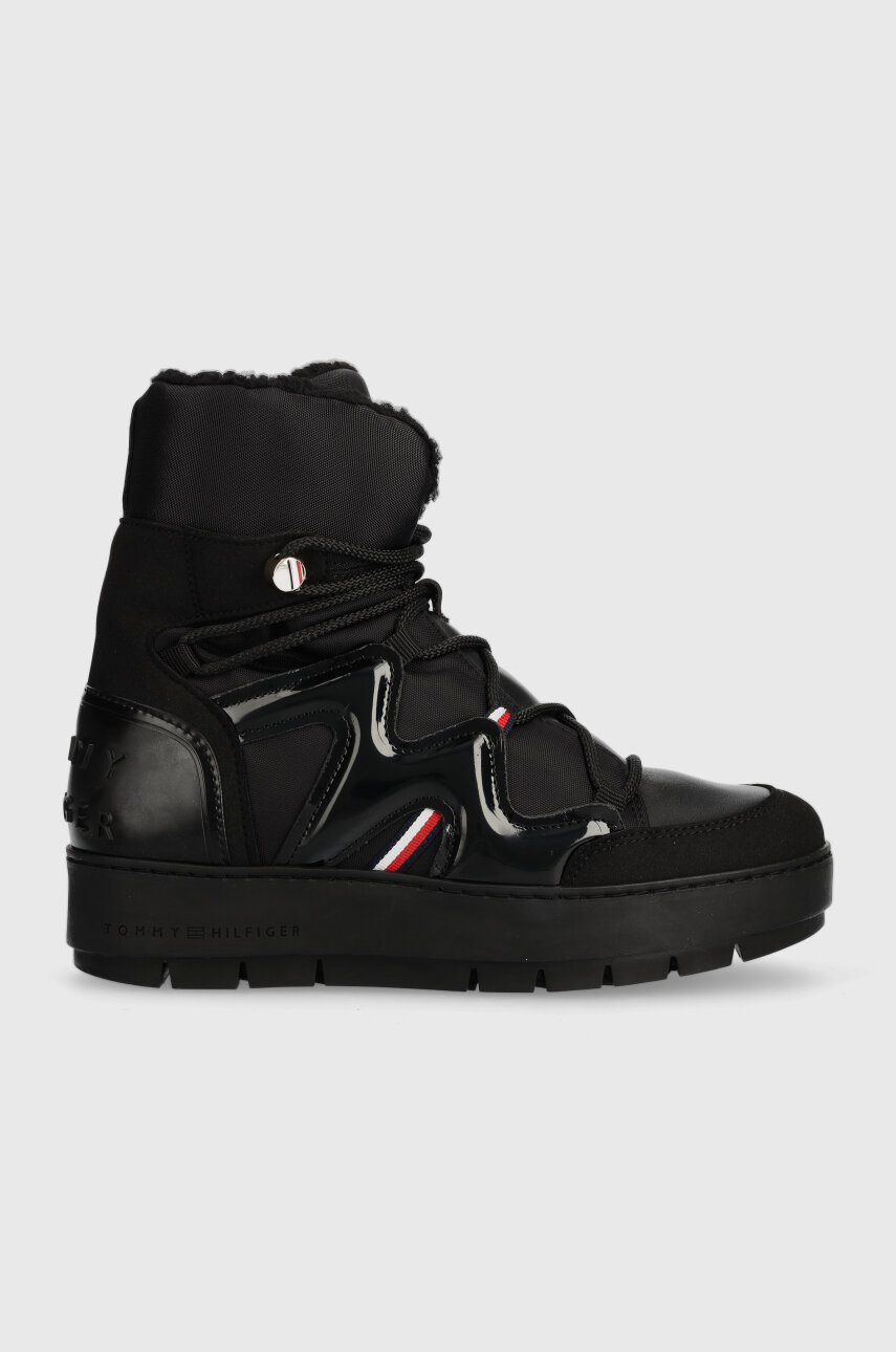 Μπότες χιονιού Tommy Hilfiger PATENT SNOWBOOT χρώμα: μαύρο, FW0FW07852