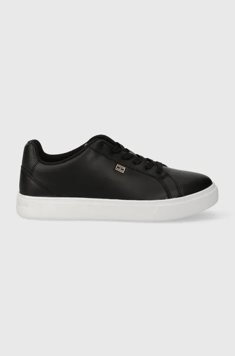 Kožené sneakers boty Tommy Hilfiger ESSENTIAL COURT SNEAKER černá barva, FW0FW07686
