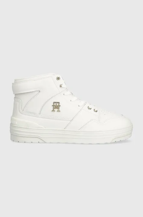 Kožne tenisice Tommy Hilfiger TH BASKET SNEAKER HI boja: bijela, FW0FW07757